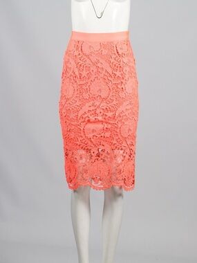 Miguelina Coral Lace Pencil Skirt